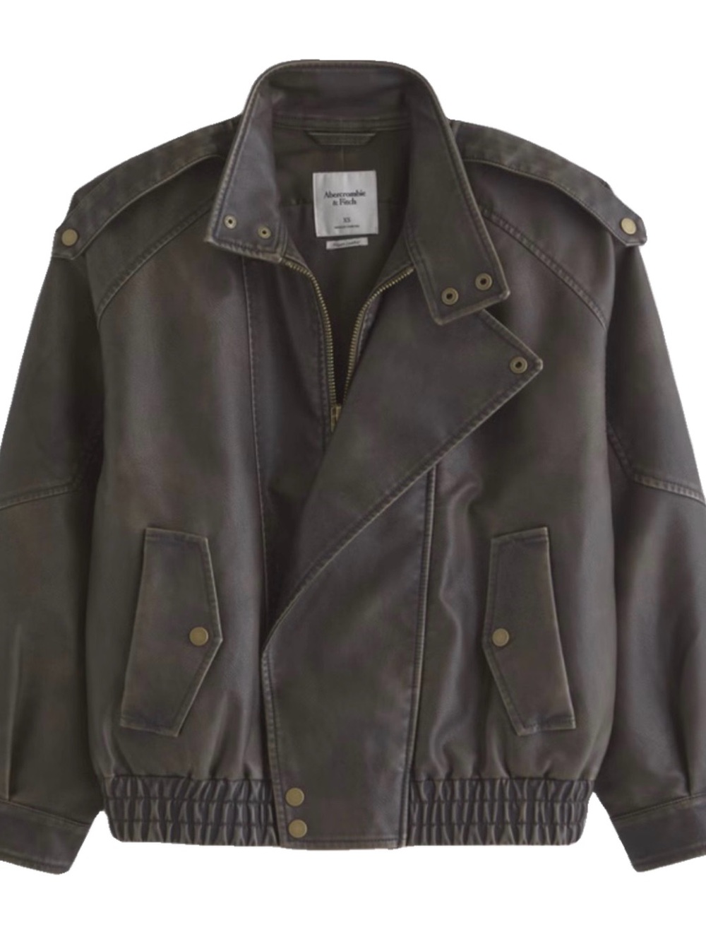 Abercrombie & Fitch Women’s Brown Vegan Leather Bomber Jacket